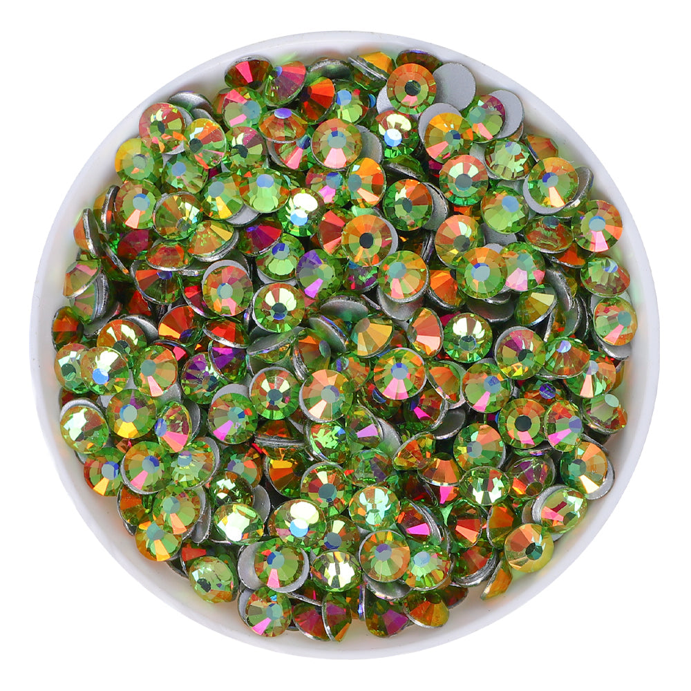 Light Peridot non-hotfix flatback glass rhinestones — loose crystal swatch