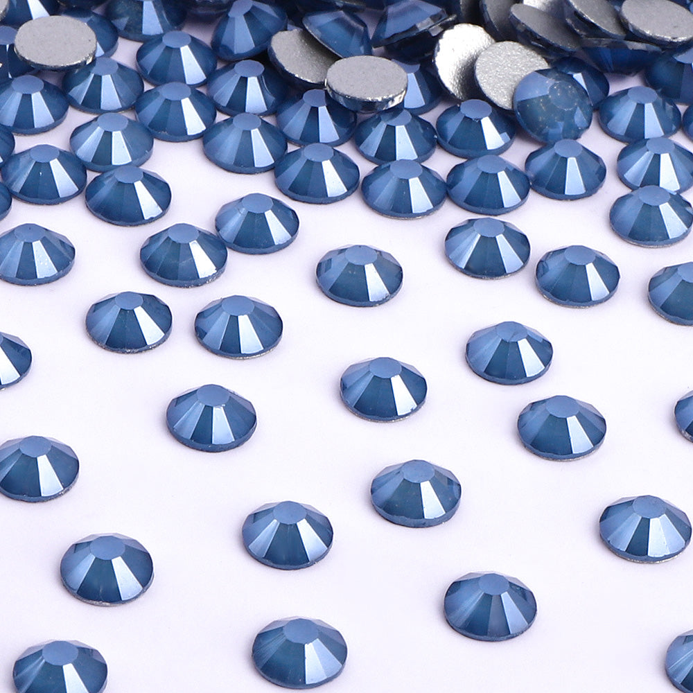 Dark Grey Mocha flatback rhinestones size comparison, SS3 to SS60