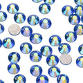 Light Sapphire AB non-hotfix flatback glass rhinestones — iridescent Aurora Borealis coating