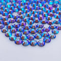 Tanzanite AB non-hotfix flatback glass rhinestones — iridescent Aurora Borealis coating