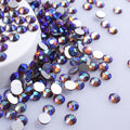 Smoke Topaz AB non-hotfix flatback glass rhinestones — iridescent Aurora Borealis coating