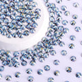 Sky Blue Metal non-hotfix flatback glass rhinestones — mirror-metallic coating