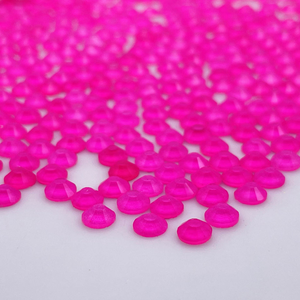 Rose Neon non-hotfix flatback glass rhinestones — vivid high-saturation neon