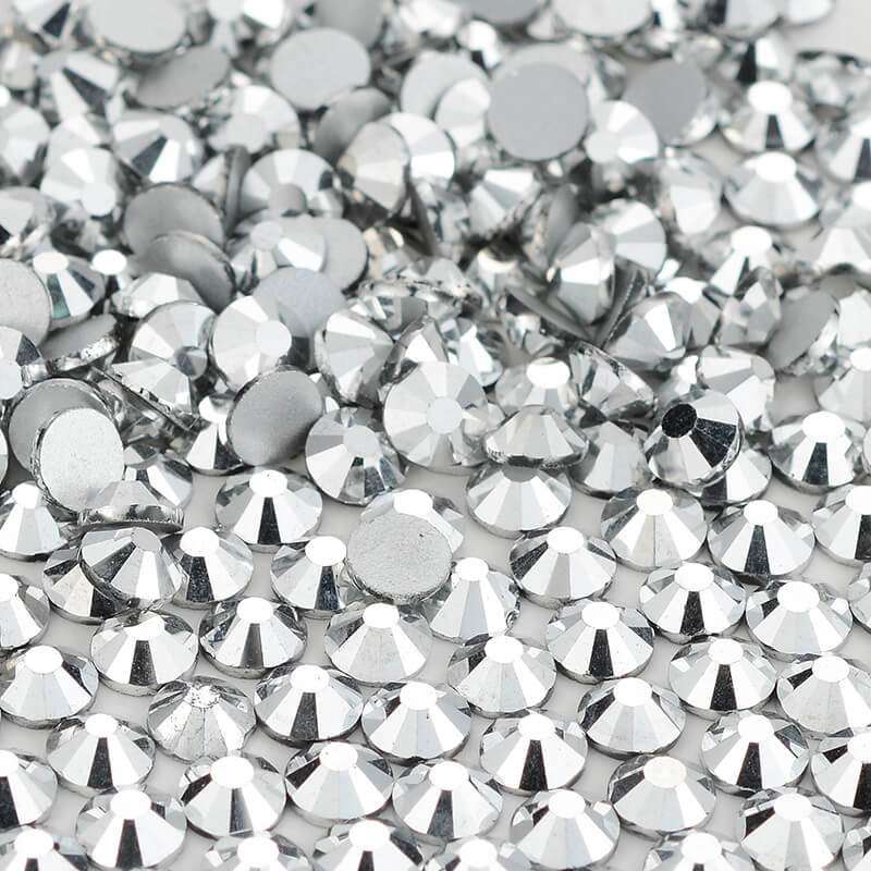 Mine Silver non-hotfix flatback glass rhinestones — deep metallic mine finish