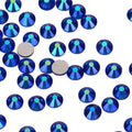 Sapphire AB non-hotfix flatback glass rhinestones — iridescent Aurora Borealis coating