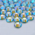 Light Peridot AB non-hotfix flatback glass rhinestones — iridescent Aurora Borealis coating