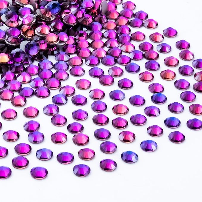Purple Velvet rhinestones shown loose to show sparkle and cut