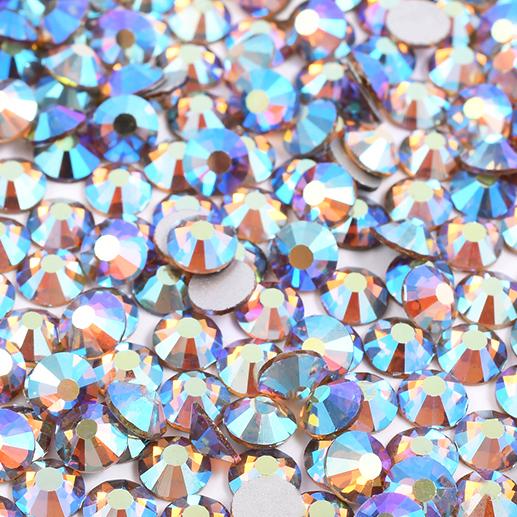 Light Colorado Topaz AB rhinestones shown loose to show sparkle and cut