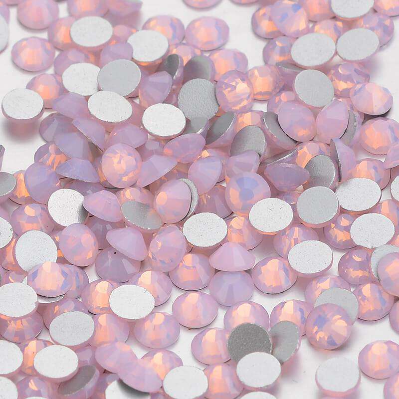 Pink Opal non-hotfix flatback glass rhinestones — milky opalescent finish
