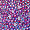 Rose AB non-hotfix flatback glass rhinestones — iridescent Aurora Borealis coating