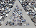 Cyan Metal non-hotfix flatback glass rhinestones — mirror-metallic coating