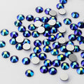 Jet AB non-hotfix flatback glass rhinestones — iridescent Aurora Borealis coating
