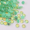 Emerald Luminous Opal non-hotfix flatback glass rhinestones — glowing opalescent finish