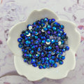 Emerald AB non-hotfix flatback glass rhinestones — iridescent Aurora Borealis coating