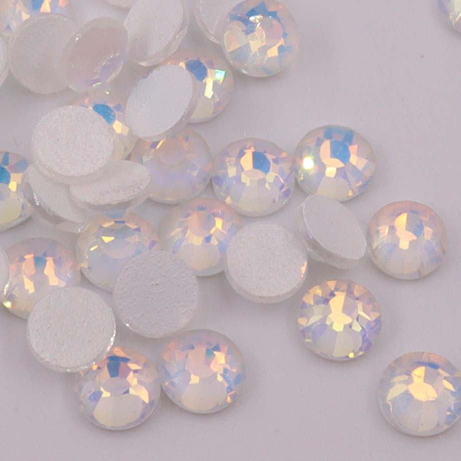 Crystal Luminous Opal non-hotfix flatback glass rhinestones — glowing opalescent finish