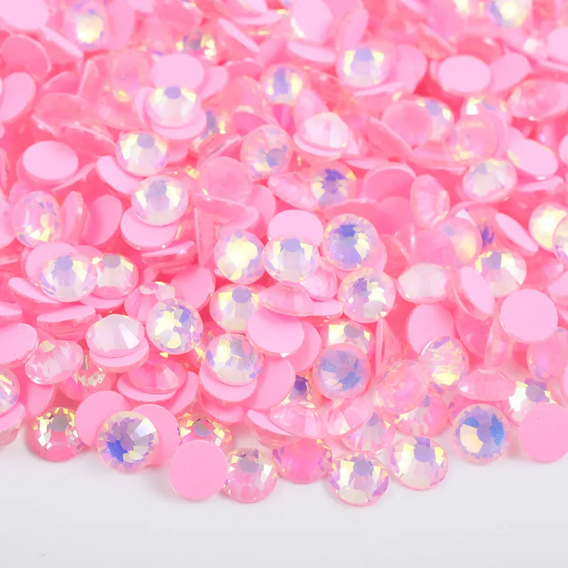 Light Pink Luminous non-hotfix flatback glass rhinestones — soft luminous colour-shift