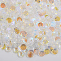 White Aurora non-hotfix flatback glass rhinestones — shimmering aurora coating