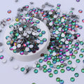 Green Volcano non-hotfix flatback glass rhinestones — dark multichrome volcano finish
