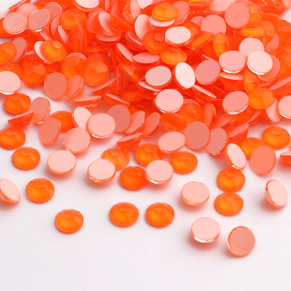 Orange Neon non-hotfix flatback glass rhinestones — vivid high-saturation neon