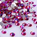 Siam AB non-hotfix flatback glass rhinestones — iridescent Aurora Borealis coating