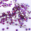 Dark Siam AB non-hotfix flatback glass rhinestones — iridescent Aurora Borealis coating
