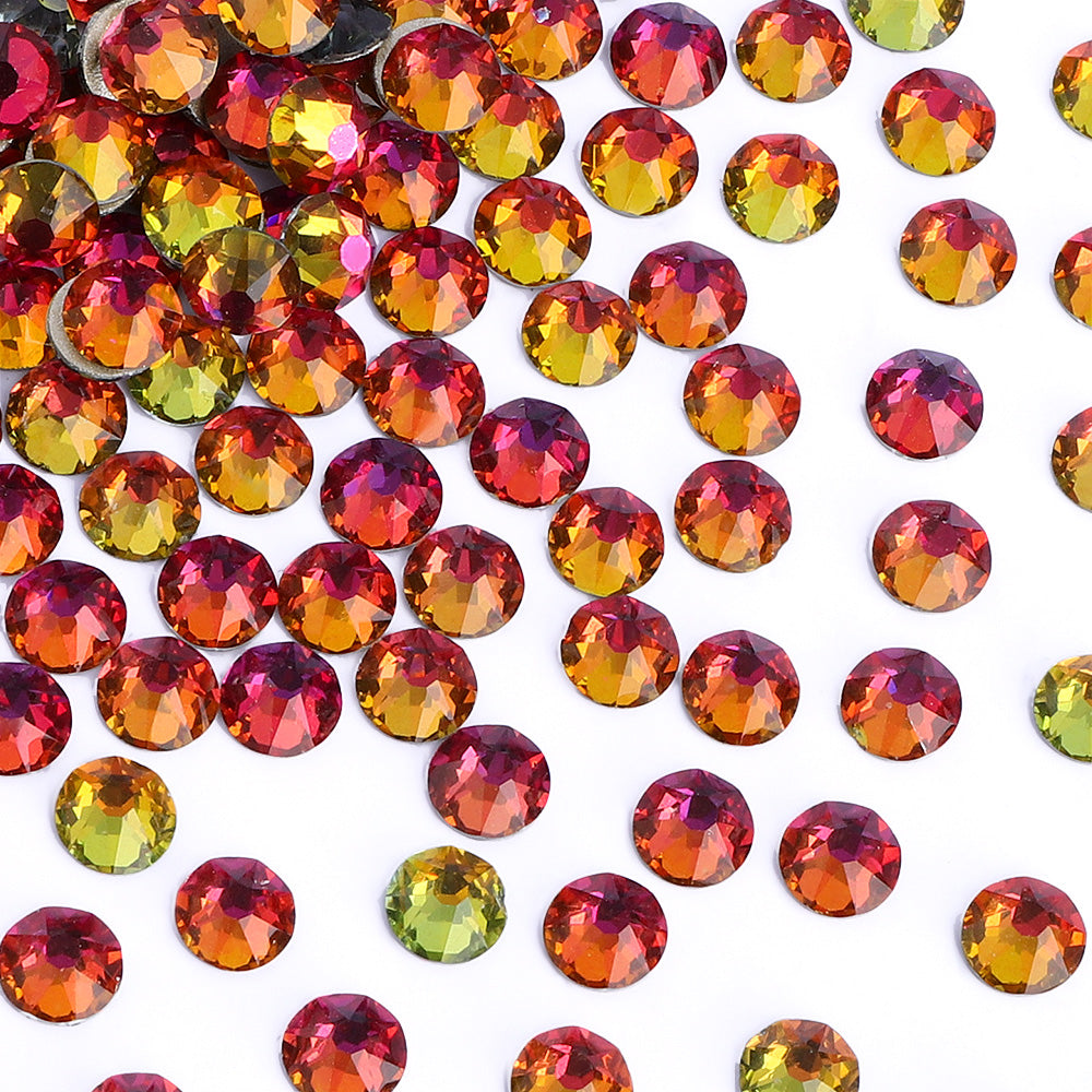 Red Volcanic non-hotfix flatback glass rhinestones — dark multichrome volcano finish