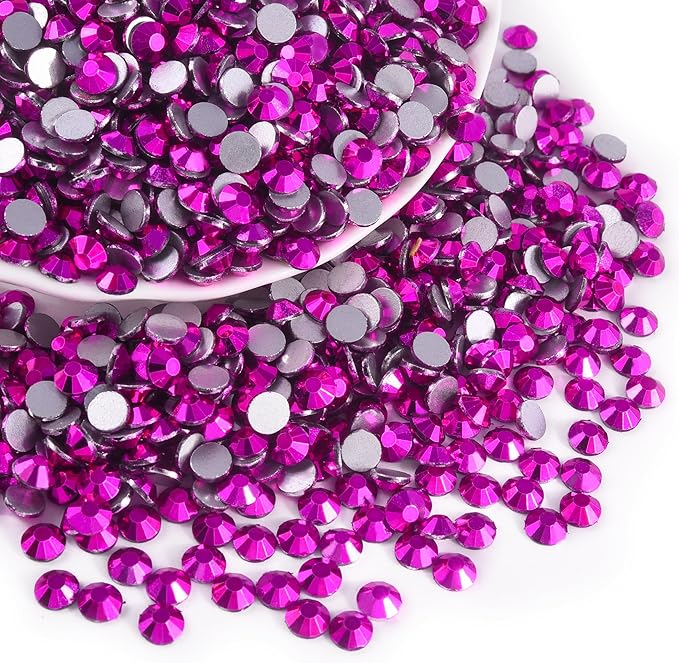 Mine Fuchsia non-hotfix flatback glass rhinestones — deep metallic mine finish