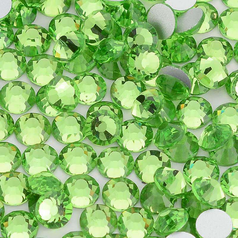 Lt Peridot non-hotfix flatback glass rhinestones — loose crystal swatch