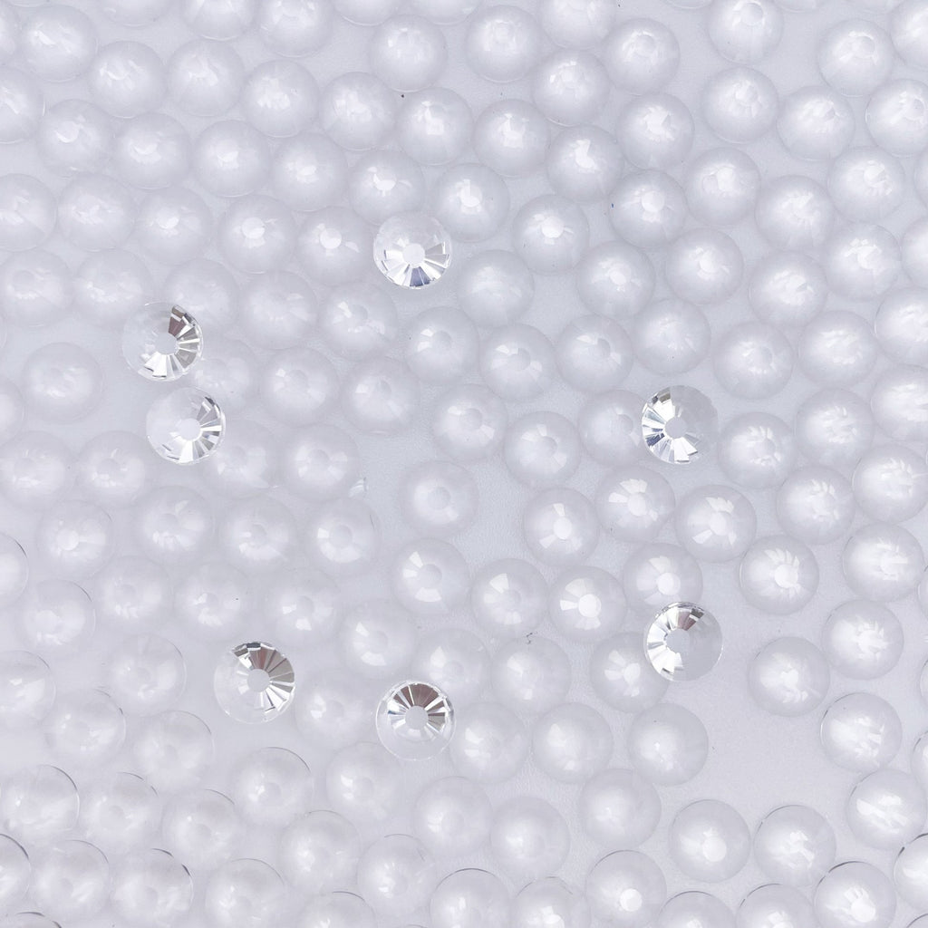 Transparent Clear rhinestones shown loose to show sparkle and cut