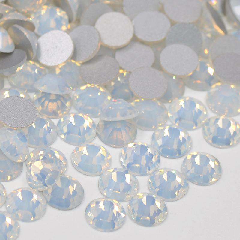 White Opal rhinestones shown loose to show sparkle and cut
