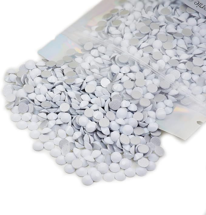 Solid White rhinestones shown loose to show sparkle and cut