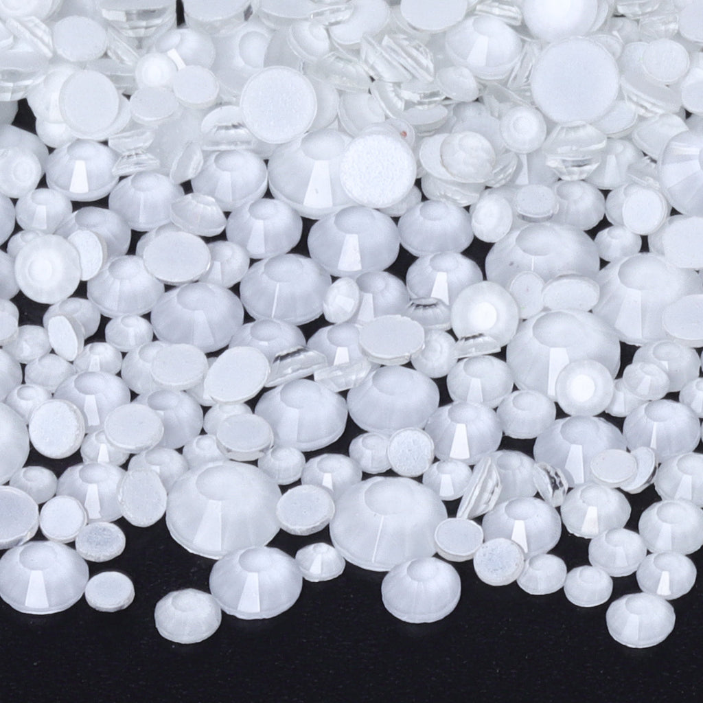 White Neon flatback rhinestones size comparison, SS3 to SS60