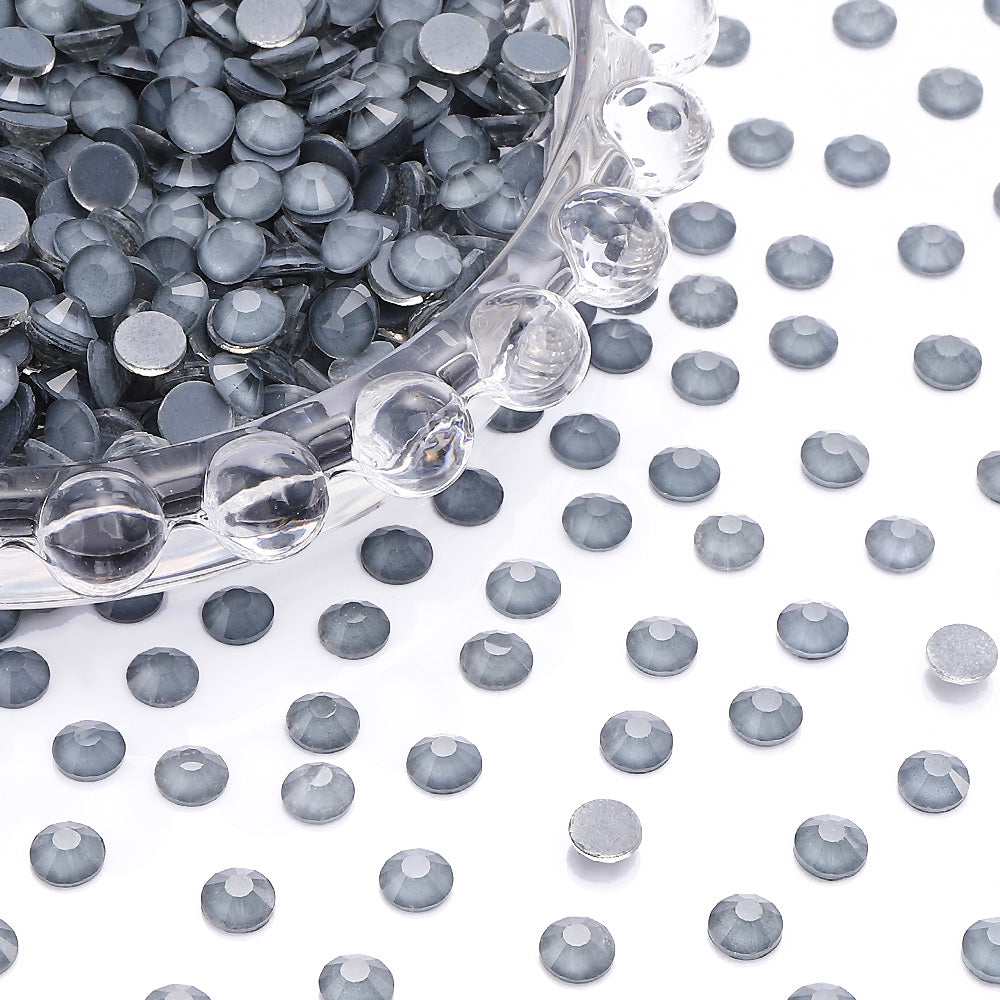 Light Grey Mocha flatback rhinestones size comparison, SS3 to SS60