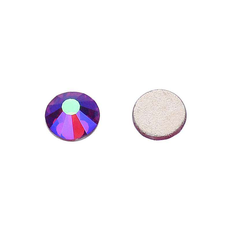 Fuchsia AB flatback rhinestones size comparison, SS3 to SS60
