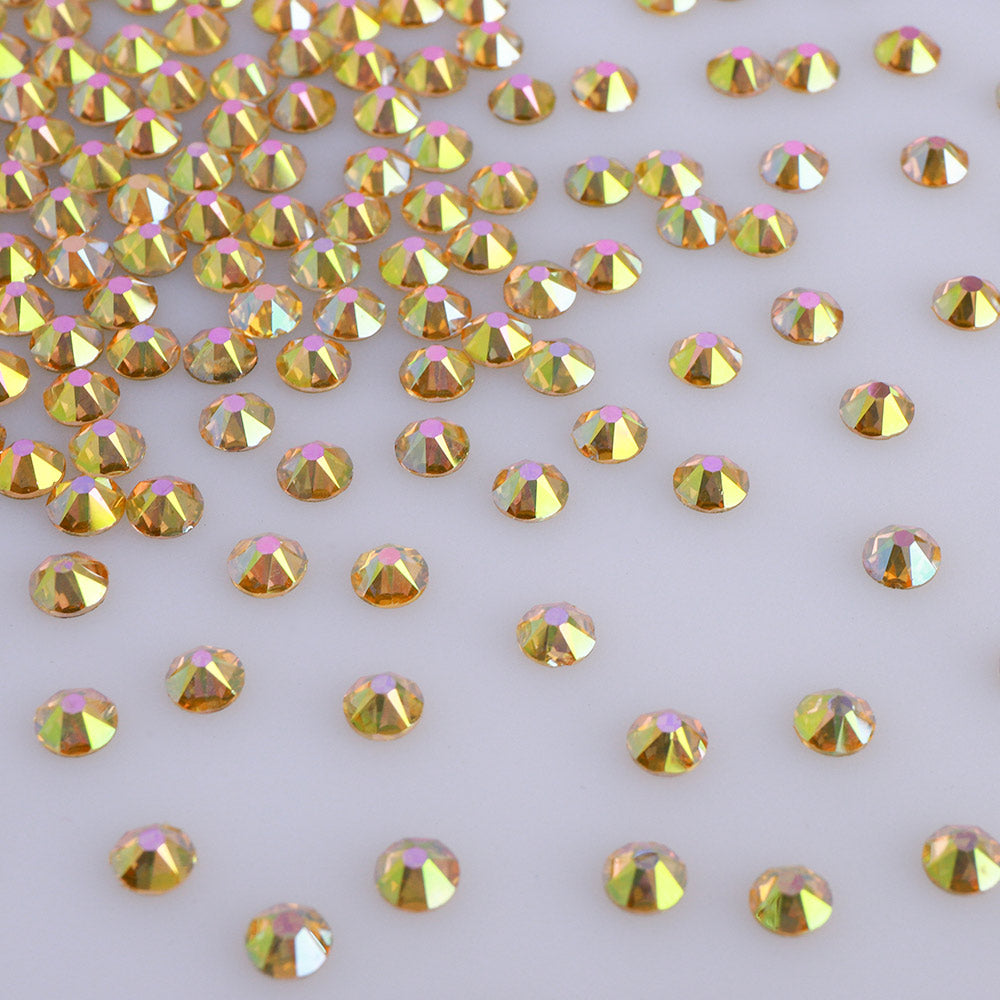 Sunshine flatback rhinestones size comparison, SS3 to SS60
