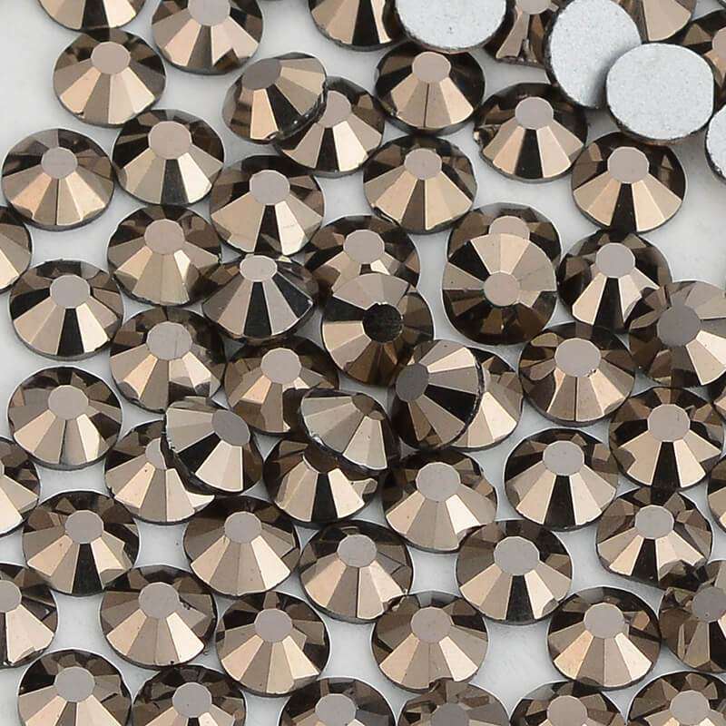 Hematite flatback rhinestones size comparison, SS3 to SS60