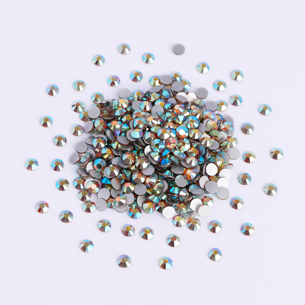 Morning Glory flatback rhinestones size comparison, SS3 to SS60