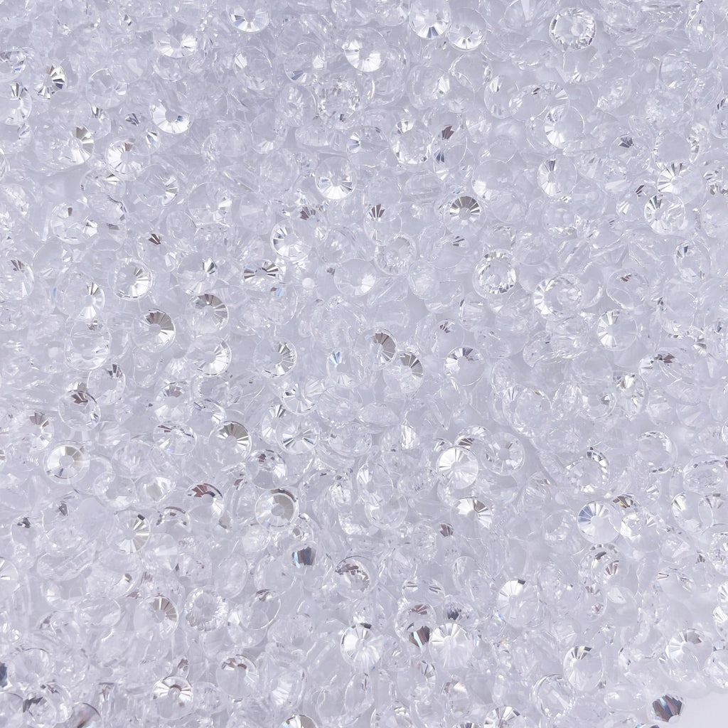 Transparent Clear flatback rhinestones size comparison, SS3 to SS60