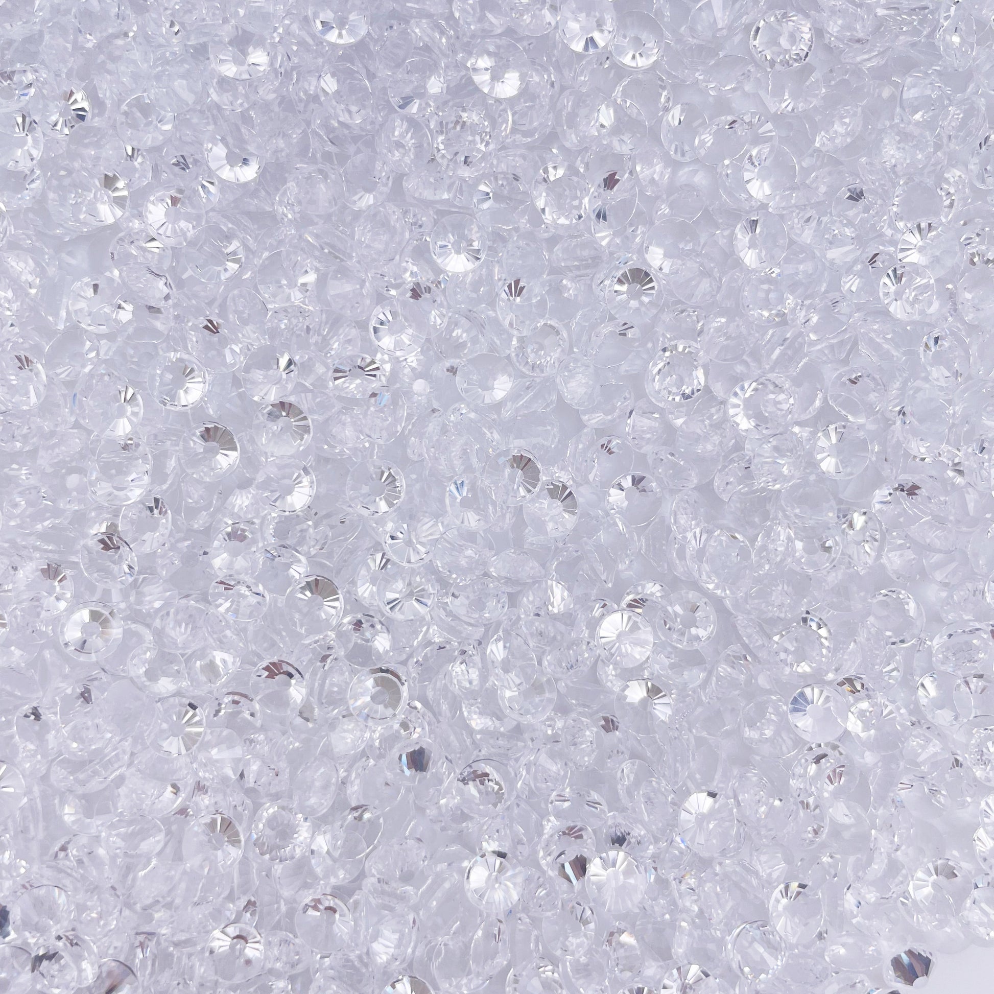 Transparent Clear flatback rhinestones size comparison, SS3 to SS60